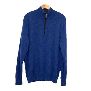 The Cashmere Project 1/4 Zip Mens Medium Navy Blue Sweater Super Soft Preppy